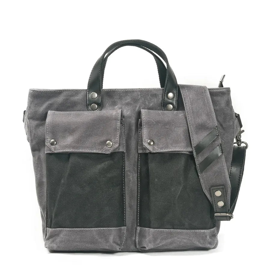 KTX-643859 Retro Waterproof Canvas Messenger Bag with Leather Accents for Unisex