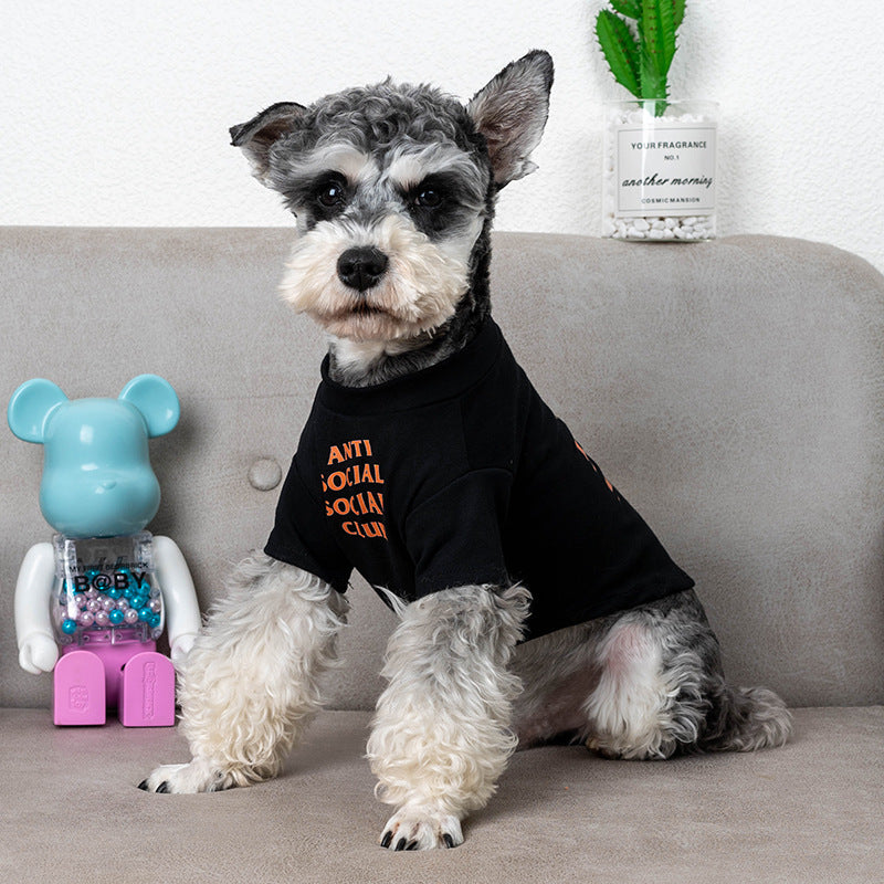 HKM-027027 Trendy Casual Cotton Dog T-Shirts in Orange and Black for Summer