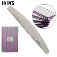 HKM-248915 Half-Moon Shaped Nail File with Rubbing and Polishing Strips - 100/180 Mesh Emery Tool