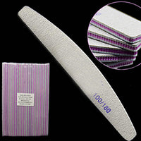HKM-248915 Half-Moon Shaped Nail File with Rubbing and Polishing Strips - 100/180 Mesh Emery Tool