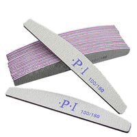 HKM-248915 Half-Moon Shaped Nail File with Rubbing and Polishing Strips - 100/180 Mesh Emery Tool