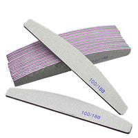 HKM-248915 Half-Moon Shaped Nail File with Rubbing and Polishing Strips - 100/180 Mesh Emery Tool