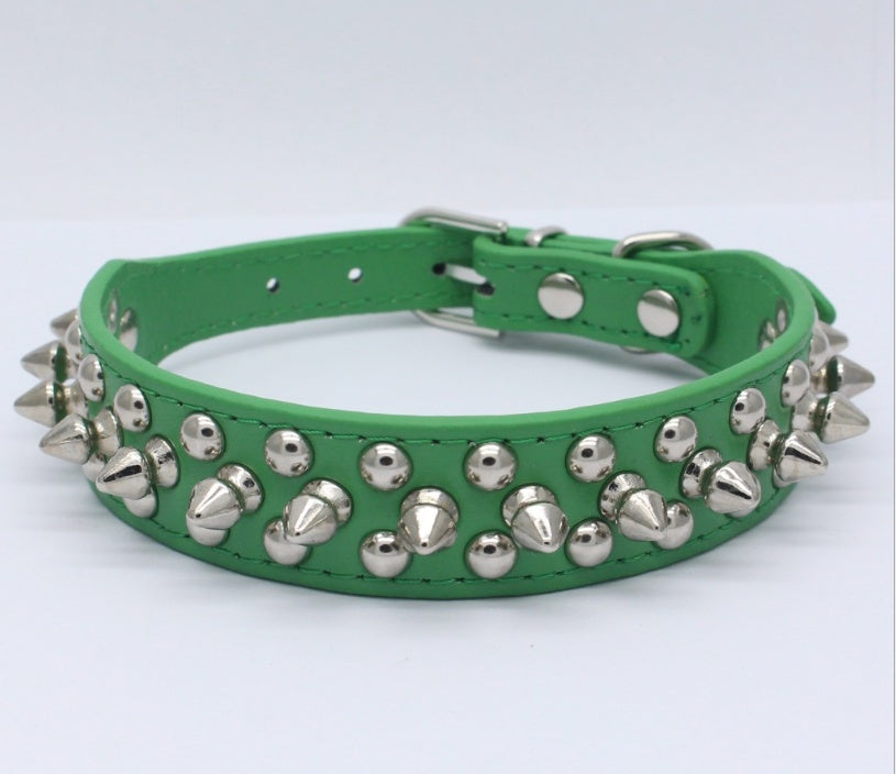 HKM-553939 Durable PU Leather Dog Collar with Zinc Alloy Accents and Double-Layer Design
