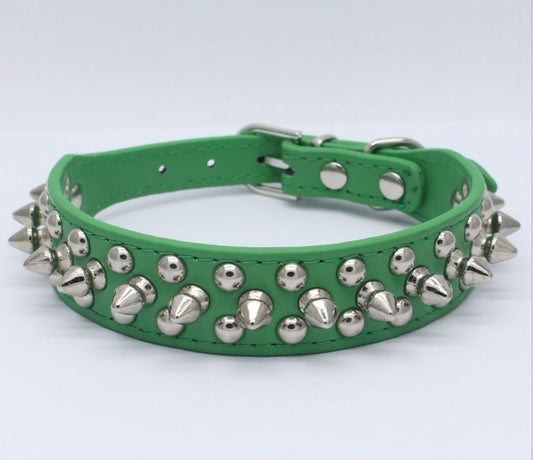 HKM-553939 Durable PU Leather Dog Collar with Zinc Alloy Accents and Double-Layer Design
