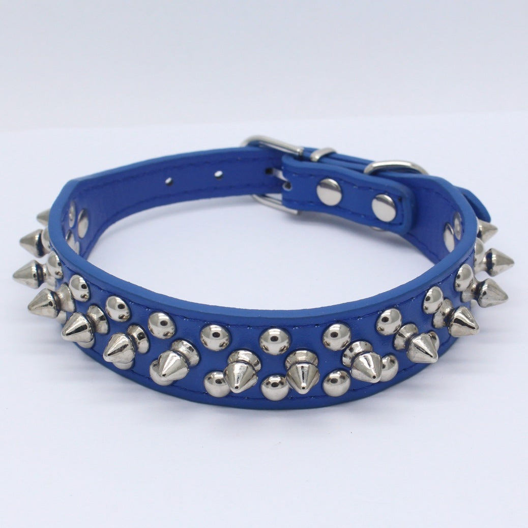 HKM-553939 Durable PU Leather Dog Collar with Zinc Alloy Accents and Double-Layer Design