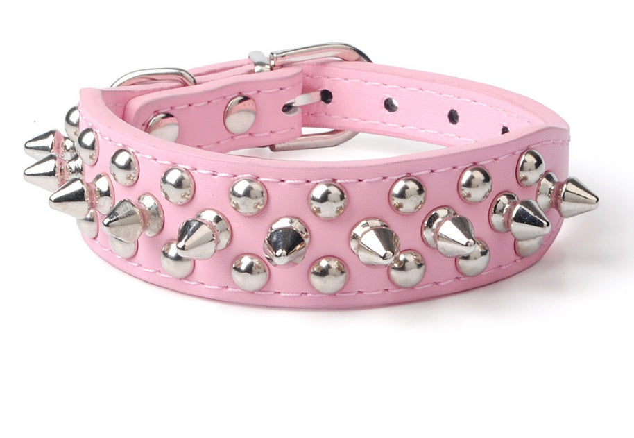 HKM-553939 Durable PU Leather Dog Collar with Zinc Alloy Accents and Double-Layer Design