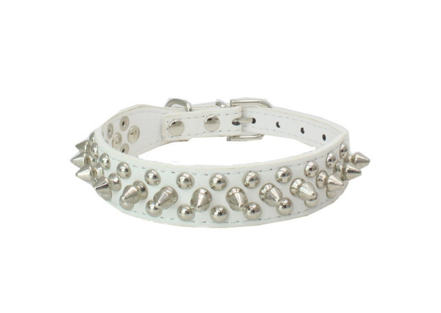 HKM-553939 Durable PU Leather Dog Collar with Zinc Alloy Accents and Double-Layer Design