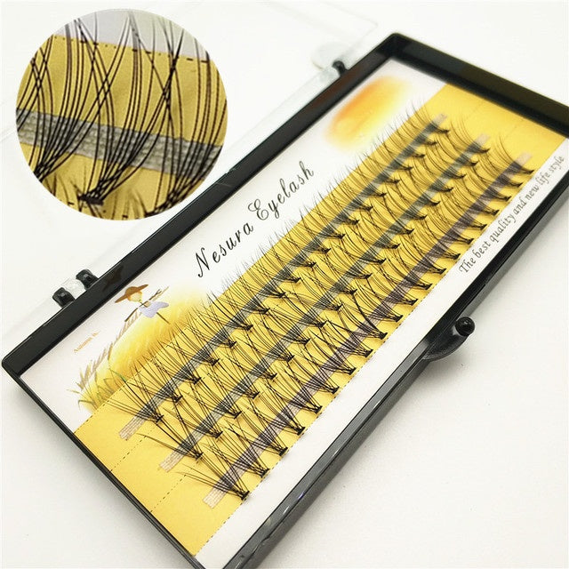 HKM-845395 Imitation Mink Hair Grafted False Eyelashes - 60 Pieces, Black, Size Range: 6-14mm