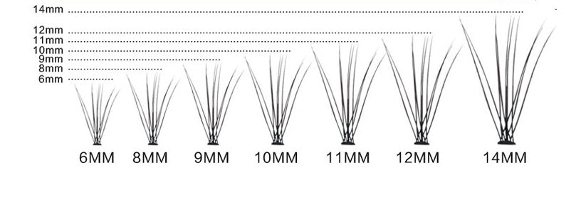 HKM-845395 Imitation Mink Hair Grafted False Eyelashes - 60 Pieces, Black, Size Range: 6-14mm