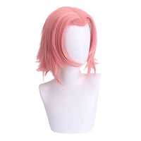 HKM-643539 Gray-Pink Short Anime Wig in High Temperature Fiber - 30cm, Anti-Curl Design