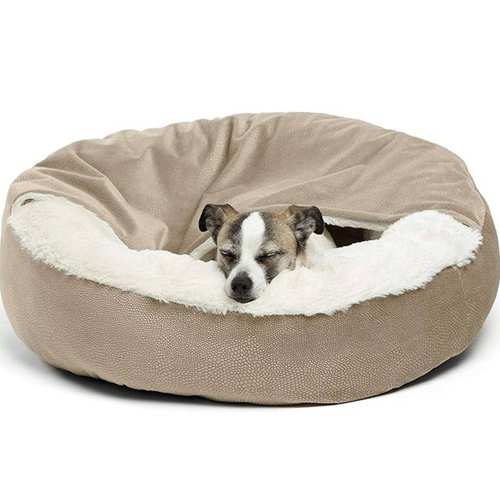 HKM-884371 Classic Suede & Plush Cat and Dog Nest Cover, Machine Washable, 60x60x18cm