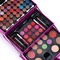 HKM-139987 Cosmetic Set with Eyeshadow Palette, Lipstick, Lip Gloss, and Blush in Pink and Rose Red Shades