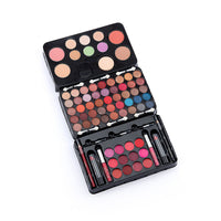 HKM-139987 Cosmetic Set with Eyeshadow Palette, Lipstick, Lip Gloss, and Blush in Pink and Rose Red Shades