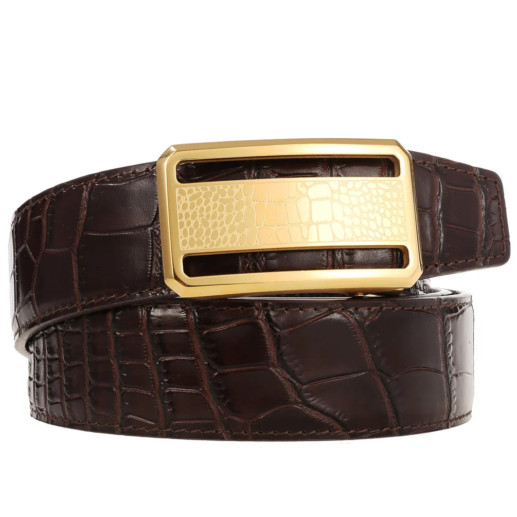 HKM-931667 Men's Luxury Leather Belt - Model LY36-61344-8, Durable Authentic Leather Construction