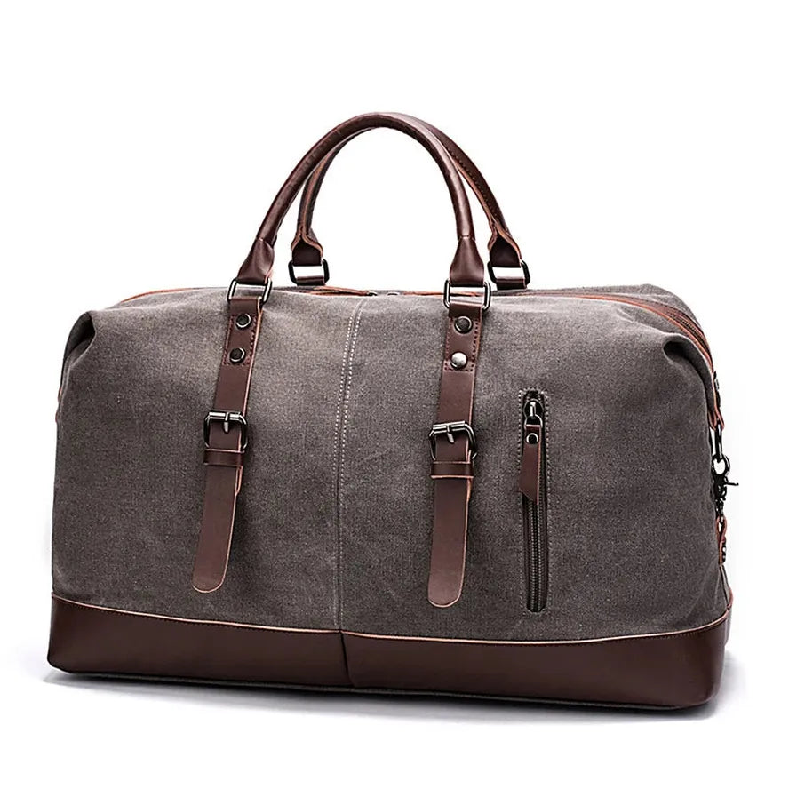 HKM-678291 Men's Vintage Canvas Large Capacity Waterproof Weekender Duffel Bag
