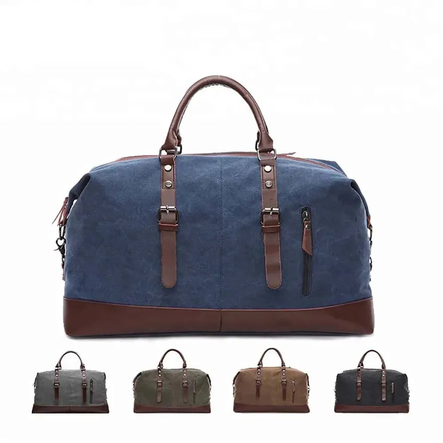 KTX-238291 Men's Vintage Canvas Large Capacity Waterproof Weekender Duffel Bag