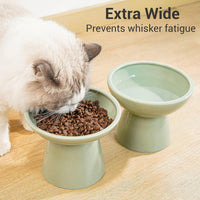 HKM-039827 Elevated Ceramic Cat Food Bowl Set for Comfort and Digestion – Whisker-Friendly Design, Easy to Clean