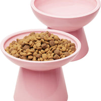 HKM-039827 Elevated Ceramic Cat Food Bowl Set for Comfort and Digestion – Whisker-Friendly Design, Easy to Clean