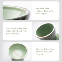 HKM-039827 Elevated Ceramic Cat Food Bowl Set for Comfort and Digestion – Whisker-Friendly Design, Easy to Clean