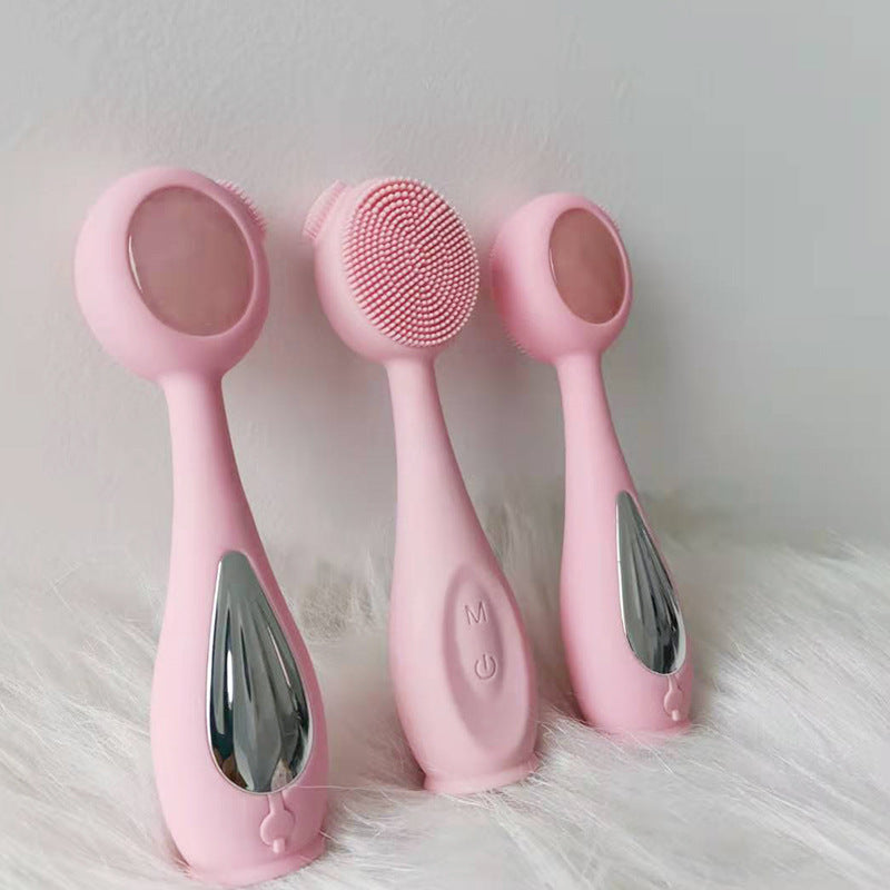 HKM-669715 Double Contact Basic Cleansing Jade Tool for Gentle Facial Cleansing - Pink
