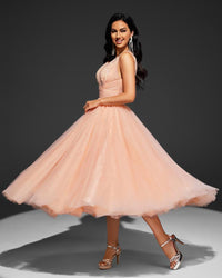 HKM-364243 Elegant Orange Evening Dress with Timeless Design and Flattering Fit