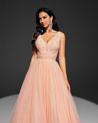 HKM-364243 Elegant Orange Evening Dress with Timeless Design and Flattering Fit