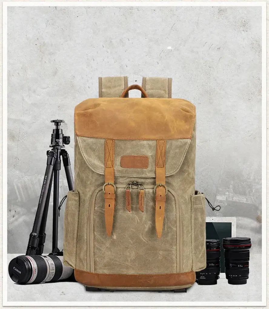KTX-597395 Waterproof Canvas SLR Camera Hiking Backpack for Outdoor Photography
