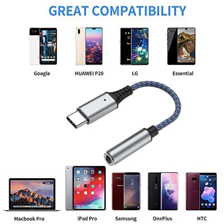 KTX-797587 USB-C to 3.5mm Aux Audio Adapter Cable for Headphones