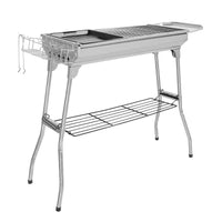 HKM-762707 Silver Stainless Steel Barbecue Grill - 30cm x 70cm Cooking Area