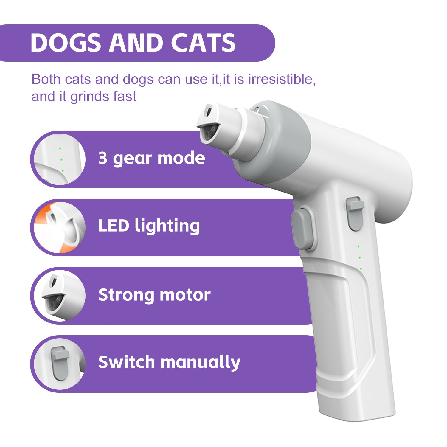 HKM-922963 LED Lighted Rechargeable Dog and Cat Nail Clippers with Quick Sensor and Safety Guard