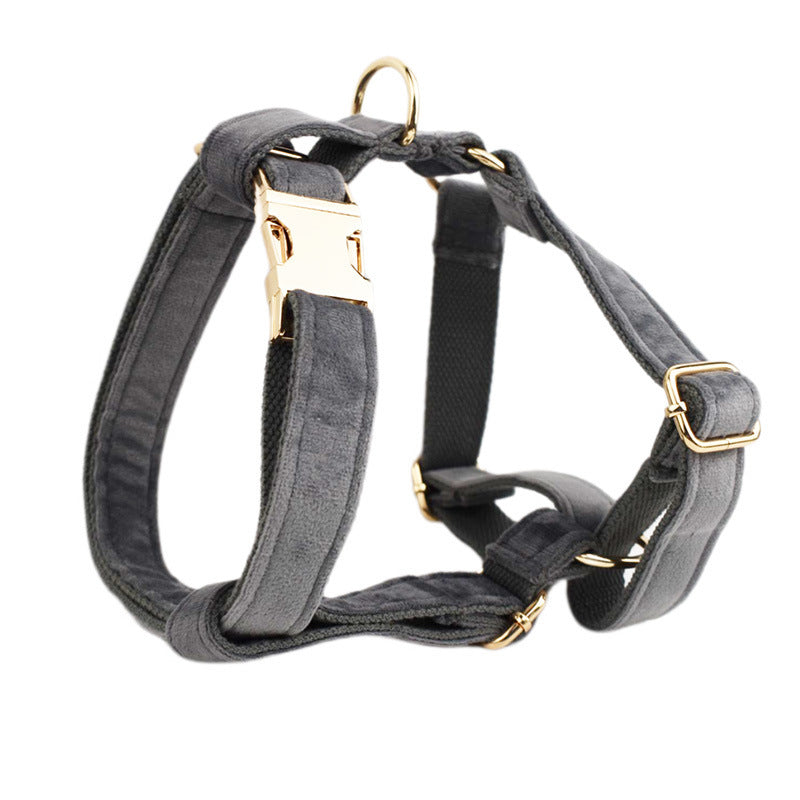 HKM-779347 Soft Velvet Fabric Dog Collar with Matching Accessories - Adjustable Sizes XS to XL