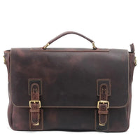 HKM-446611 Genuine Leather Business Shoulder Briefcase for Men - Retro Design, 40cm Size