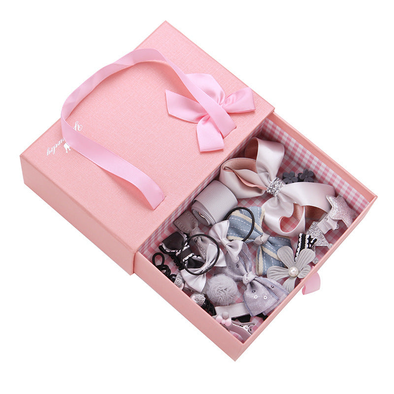 KTX-132755 Children's Handmade Hair Accessories Set with Bows - 18-Piece Collection in Various Colors and Packaging Options