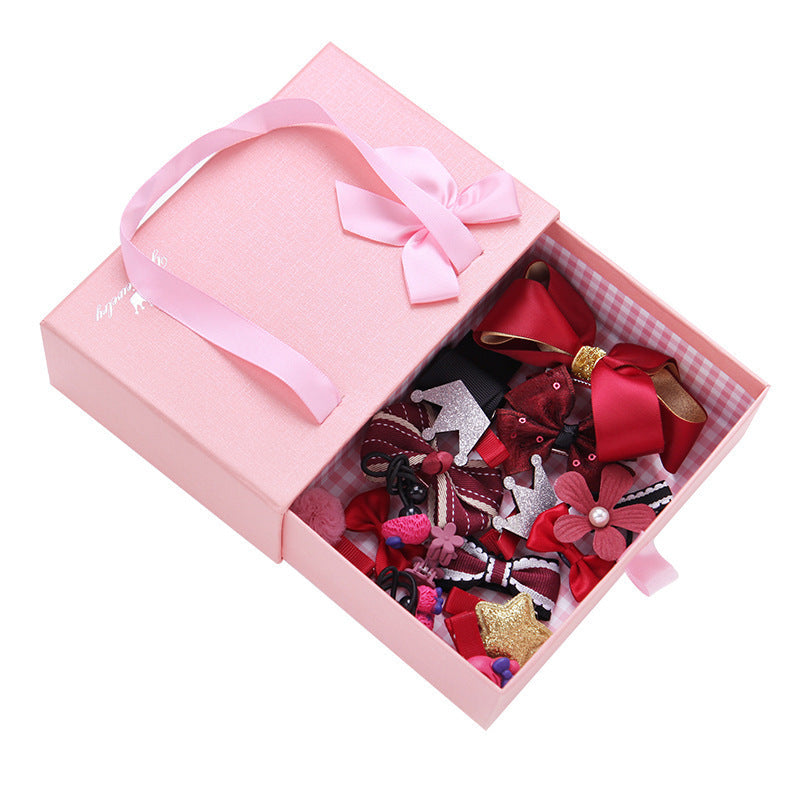 KTX-132755 Children's Handmade Hair Accessories Set with Bows - 18-Piece Collection in Various Colors and Packaging Options