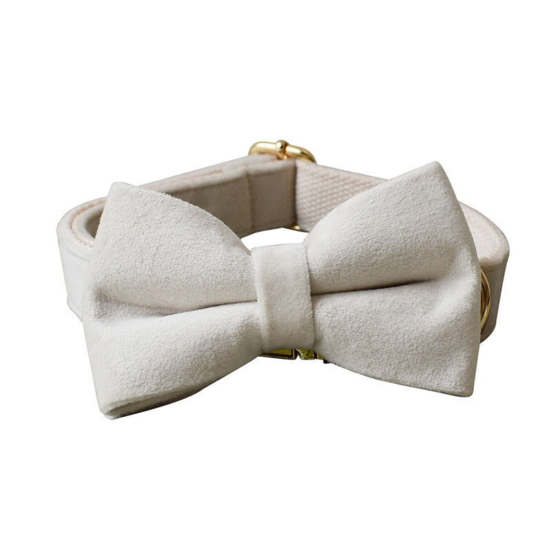 HKM-419731 Milky White Velvet Dog Collar with Alloy Buckle for All Breeds