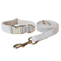 HKM-419731 Milky White Velvet Dog Collar with Alloy Buckle for All Breeds