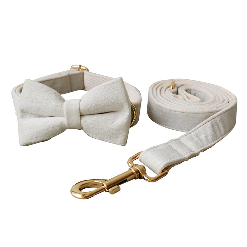 HKM-419731 Milky White Velvet Dog Collar with Alloy Buckle for All Breeds