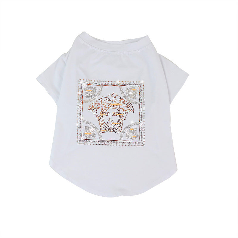 HKM-311251 Schnauzer Summer T-shirt in Cotton, Lightweight Design for Pets - Available in White and Black, Sizes S to XXL