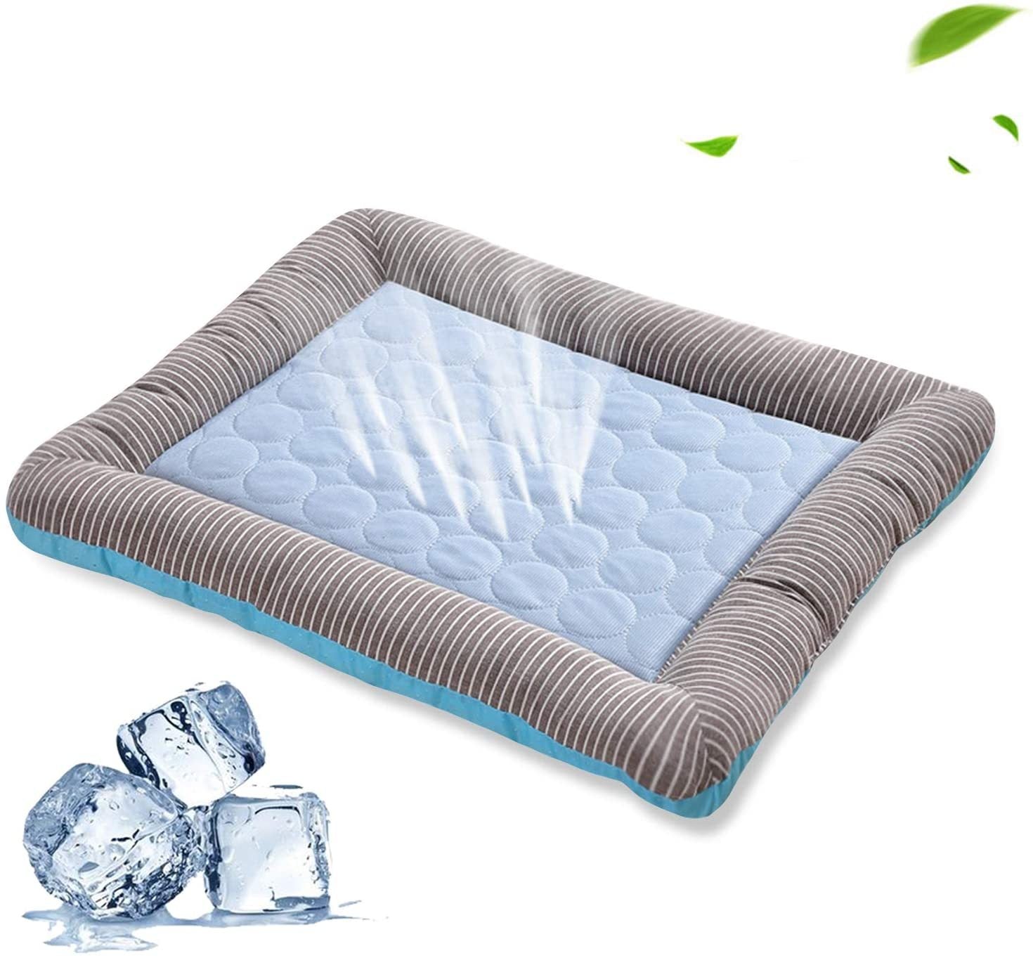 JMT-470666 Cooling Pet Mat for Dogs and Cats - Soft Ice Silk Blanket in Blue for Comfortable Summer Sleep, Available in Multiple Sizes