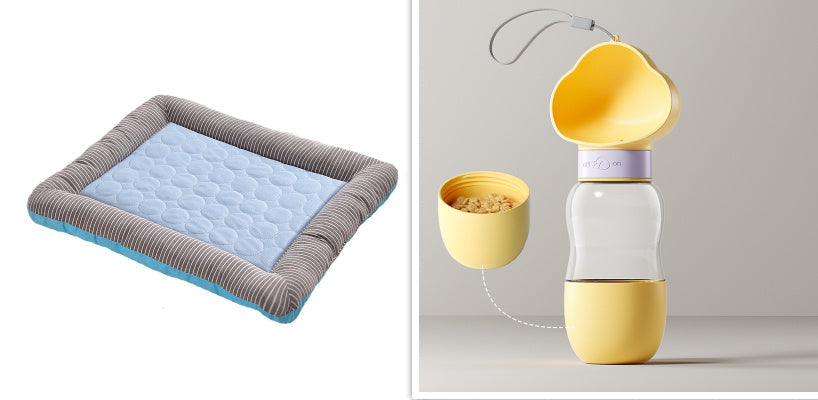 JMT-470666 Cooling Pet Mat for Dogs and Cats - Soft Ice Silk Blanket in Blue for Comfortable Summer Sleep, Available in Multiple Sizes