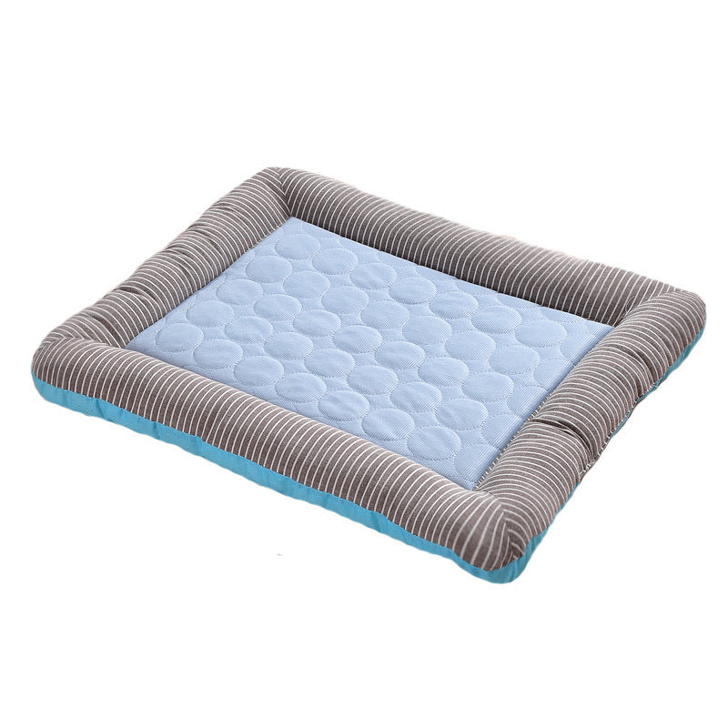 JMT-470666 Cooling Pet Mat for Dogs and Cats - Soft Ice Silk Blanket in Blue for Comfortable Summer Sleep, Available in Multiple Sizes