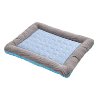 HKM-711315 Cooling Pet Mat for Dogs and Cats - Soft Ice Silk Blanket in Blue for Comfortable Summer Sleep, Available in Multiple Sizes