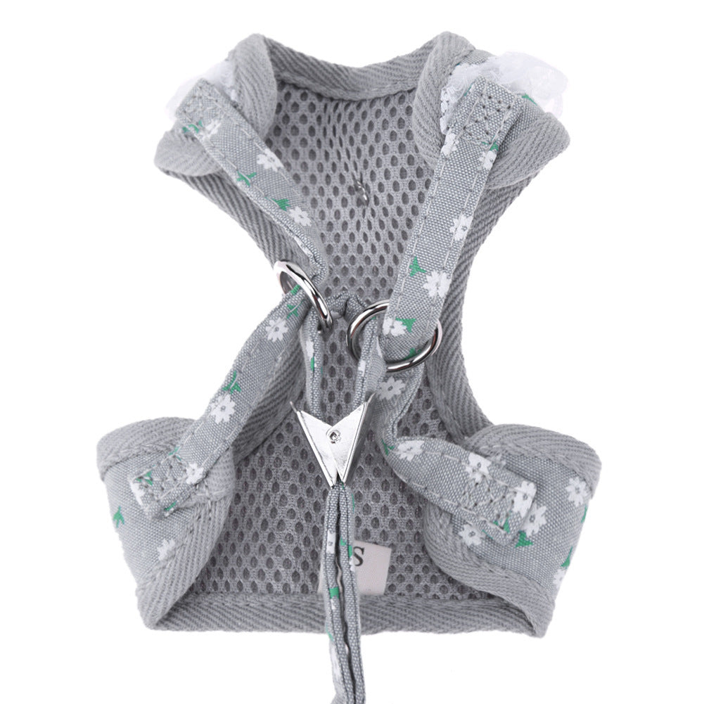 HKM-235795 Adjustable Pet Chest Harness with Bow Tie - Breathable Canvas & Polyester, Various Sizes (S-XL)