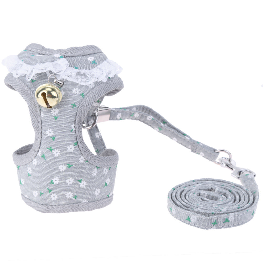 HKM-235795 Adjustable Pet Chest Harness with Bow Tie - Breathable Canvas & Polyester, Various Sizes (S-XL)