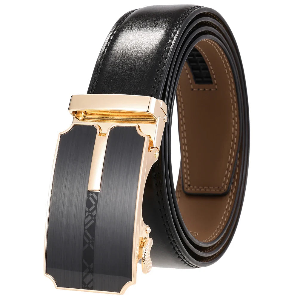 HKM-972499 Custom Leather Ratchet Waist Belt with Pin Buckle for Men - Model LY36-22001-1