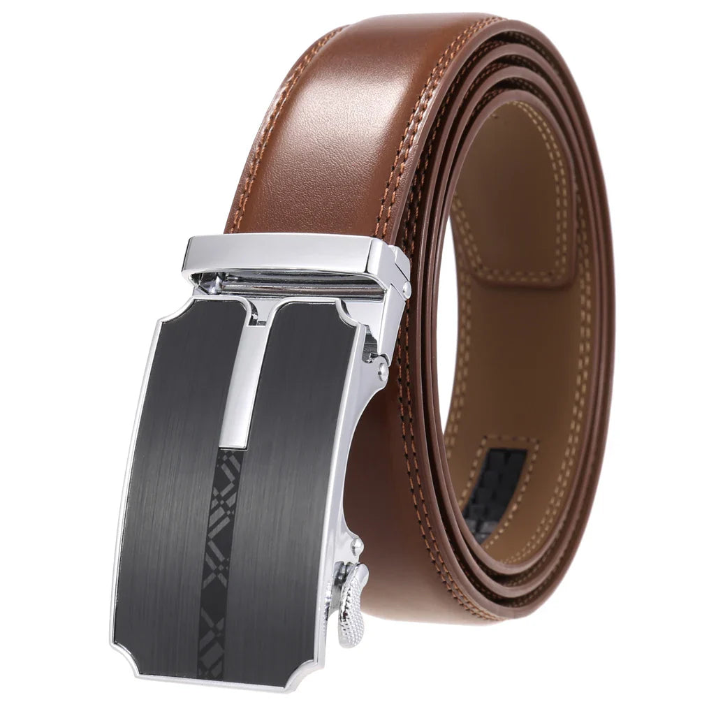 HKM-972499 Custom Leather Ratchet Waist Belt with Pin Buckle for Men - Model LY36-22001-1
