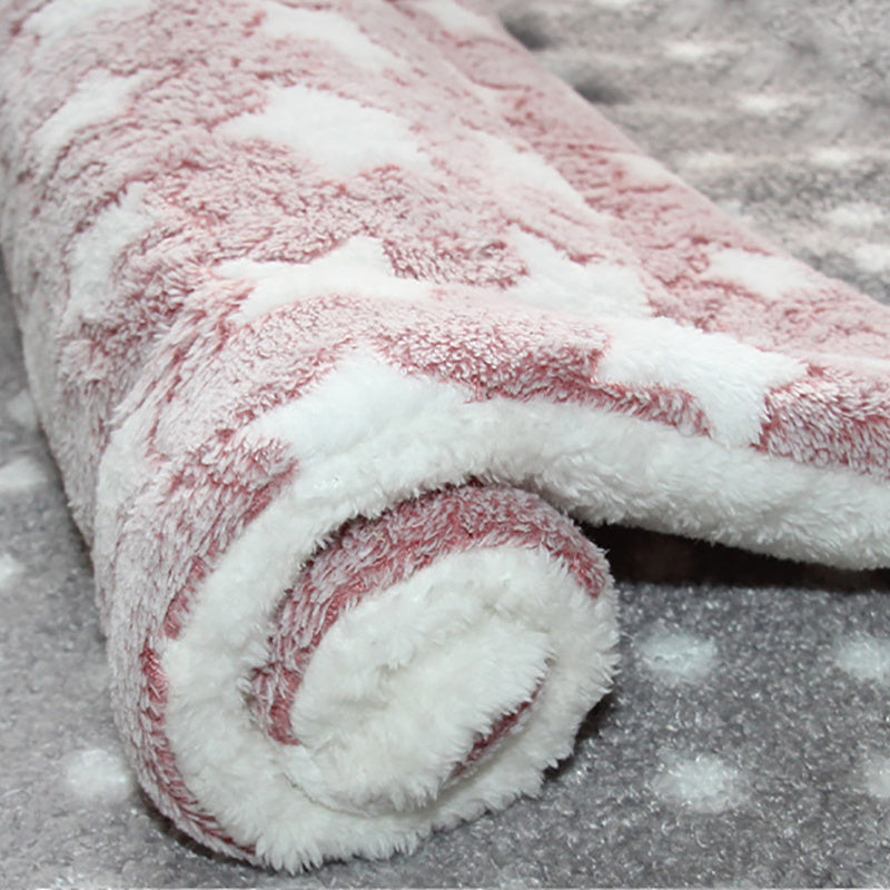 HKM-183251 Reversible Soft Coral Velvet Pet Bed Mat for Dogs and Cats - Washable Crate Pad with Non-Slip Backing