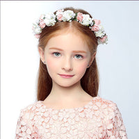HKM-523667 Double Strawberry Floral Crown Wreath for Women, Handmade Foam Hair Tie in White and Pink