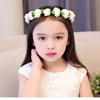 HKM-523667 Double Strawberry Floral Crown Wreath for Women, Handmade Foam Hair Tie in White and Pink