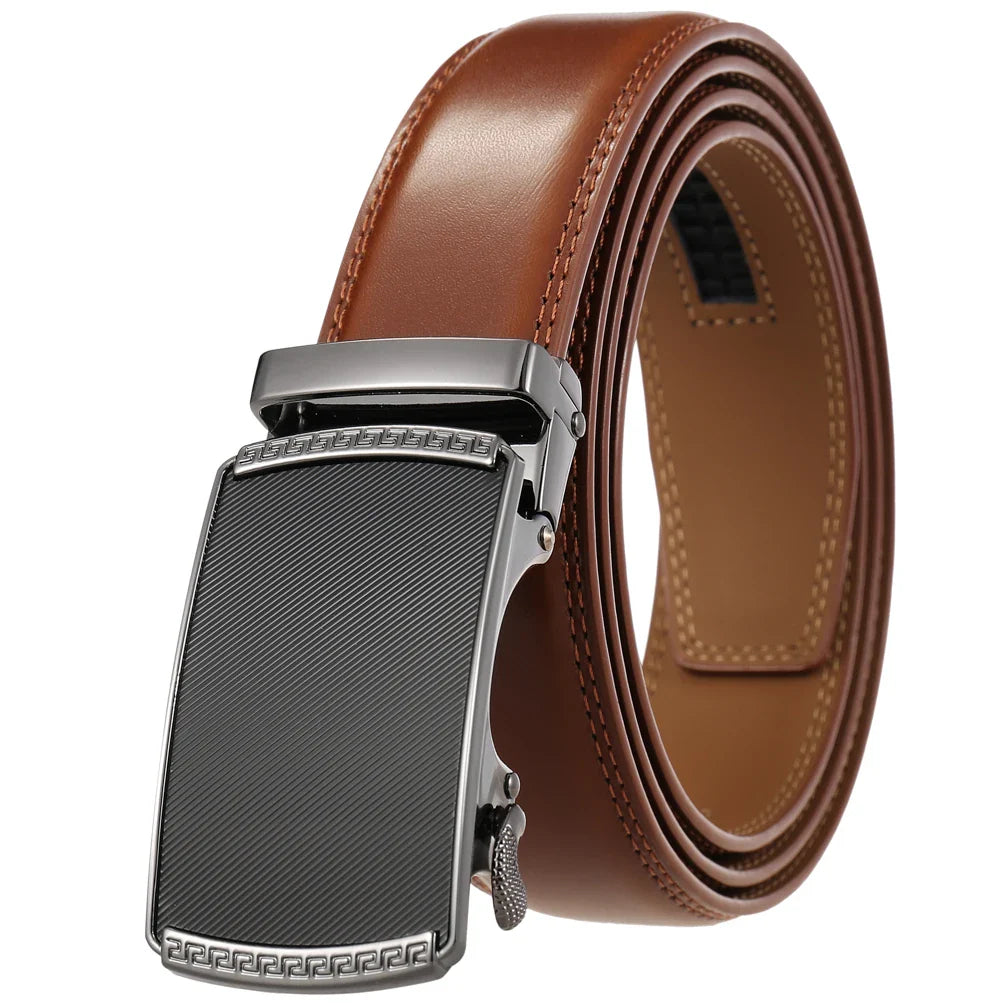 HKM-890003 Genuine Leather Cowhide Men's Automatic Buckle Belt - Model LY36-0191-1